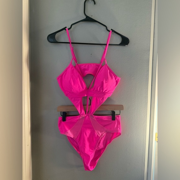 Vibrant Pink Cut-Out One Piece Swimsuit - Picture 1 of 5